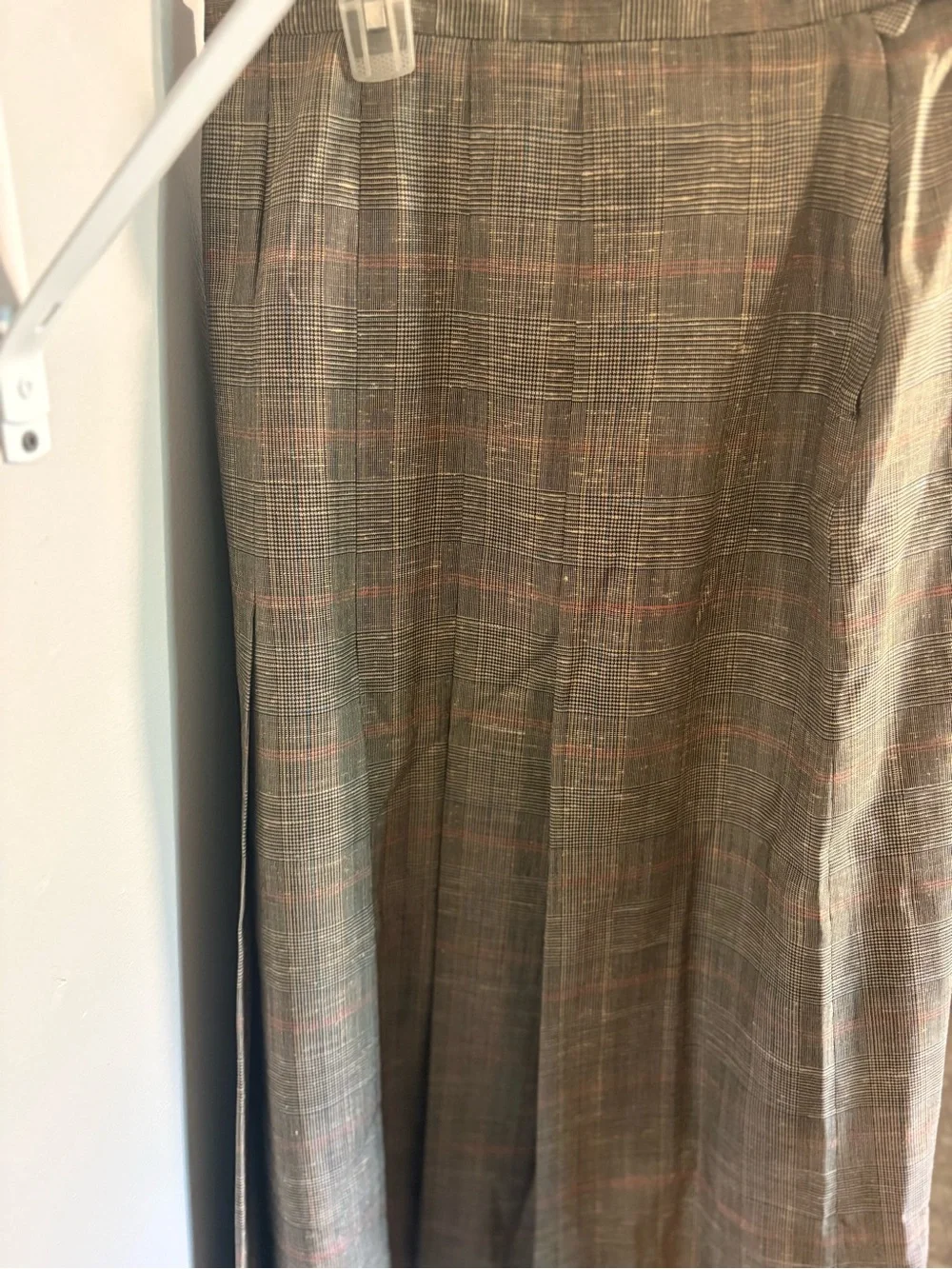 Pleated Grey Plaid Skirt - Size 14